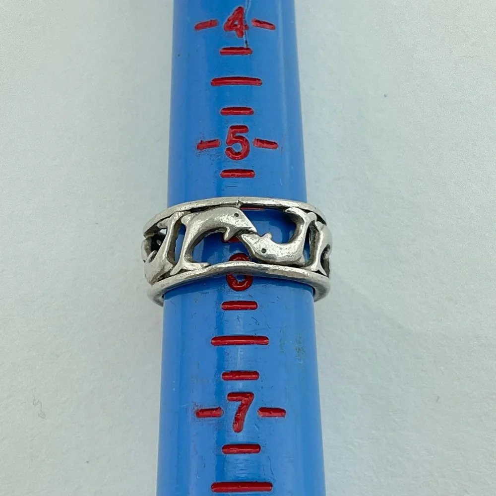 Vintage Silver Dolphin Ring Size 6 Open Work BoHo Beach Ocean Core Sea Punk